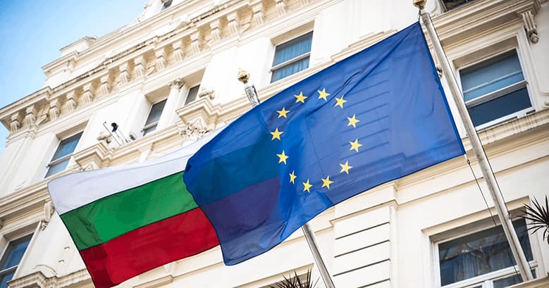 Building with flags flying