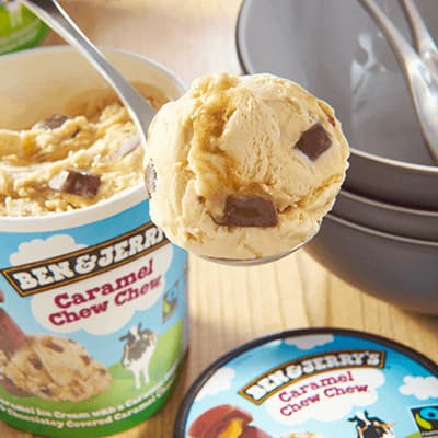 A pint of Caramel Chew Chew Ice Cream