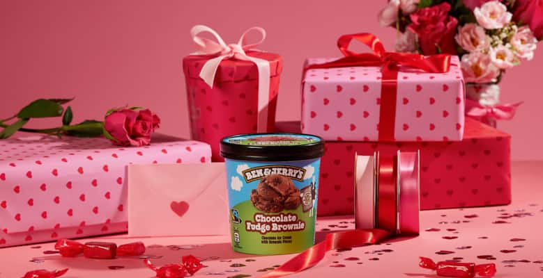 Pint of Chocolate Fudge Brownie with gifts