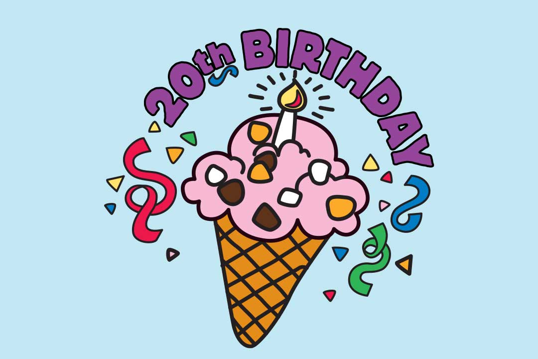 20-års bursdag med iskrem i kjeks